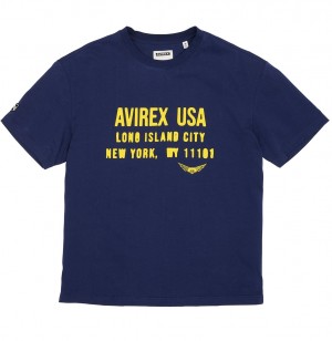 Avirex Aviator Tee Tees Heren Blauw | RBHCY-7428