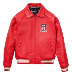 Avirex Icon Jacket Leather Heren Rood | ZJGYE-5436