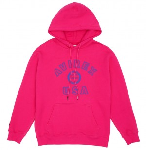 Avirex Stadium Hoodie Hoodie Heren Fuchsie | WCGTY-3746