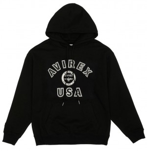 Avirex Stadium Hoodie Hoodie Heren Zwart | OAJFS-0362