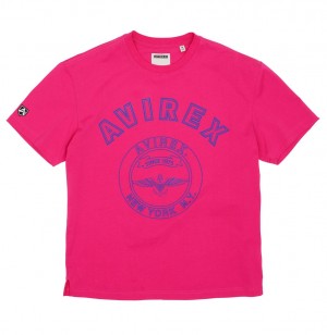 Avirex Stadium Tee Tees Heren Fuchsie | CTRVD-3267