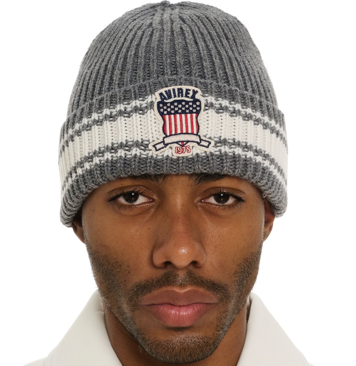 Avirex Icon Striped Beanie Hoeden Heren Grijs | QKSTO-8360