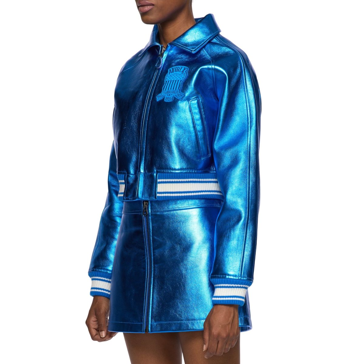 Avirex Limited Edition Cropped Metallic Icon Jacket Jas Dames Blauw | MQWOI-0196