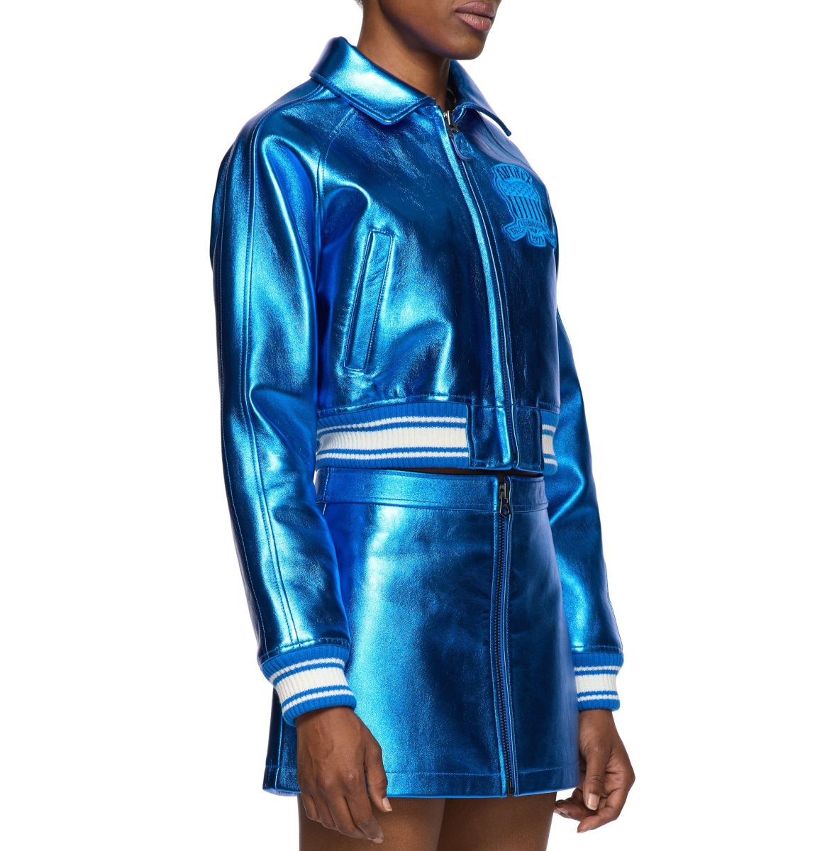 Avirex Limited Edition Cropped Metallic Icon Jacket Jas Dames Blauw | MQWOI-0196