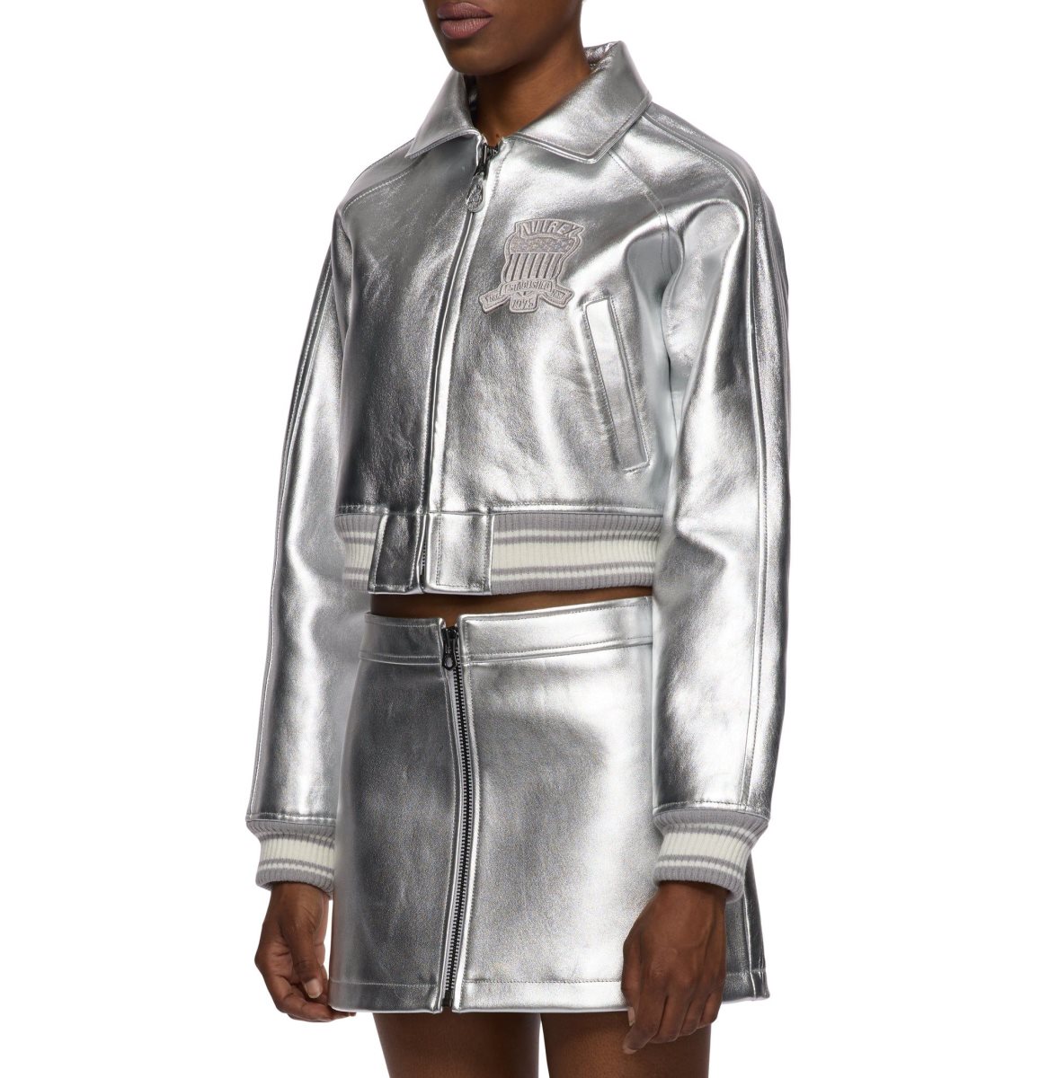 Avirex Limited Edition Cropped Metallic Icon Jacket Jas Dames Zilver | GKBAJ-6490