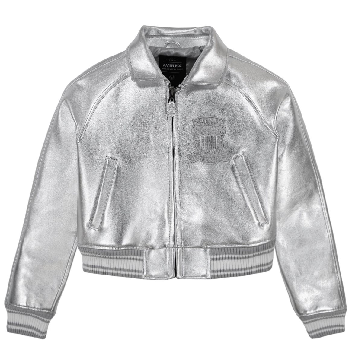 Avirex Limited Edition Cropped Metallic Icon Jacket Jas Dames Zilver | GKBAJ-6490