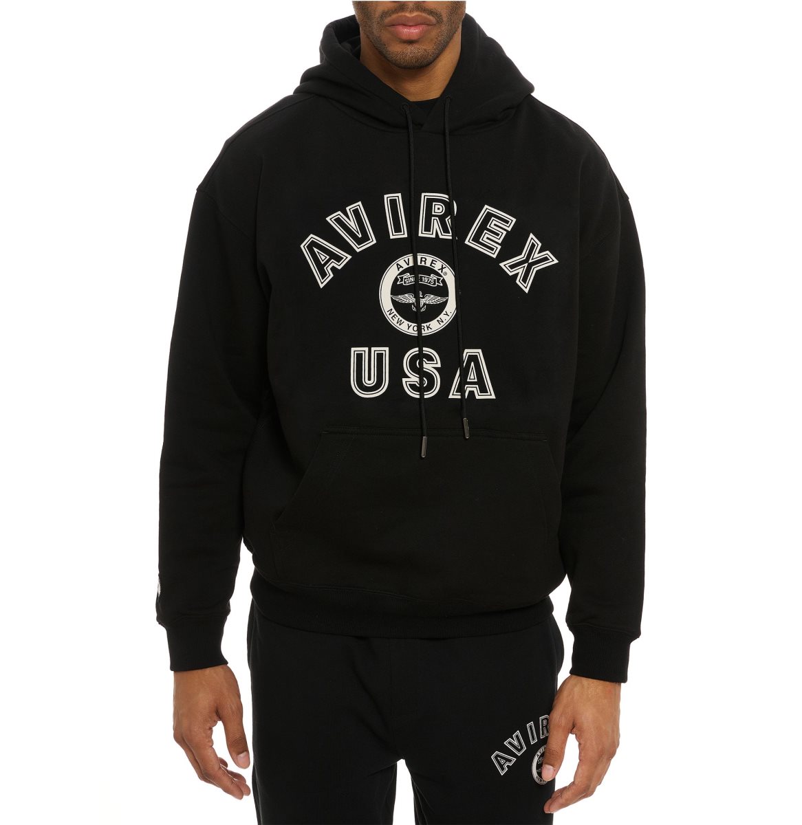 Avirex Stadium Hoodie Hoodie Heren Zwart | VGCNM-7840