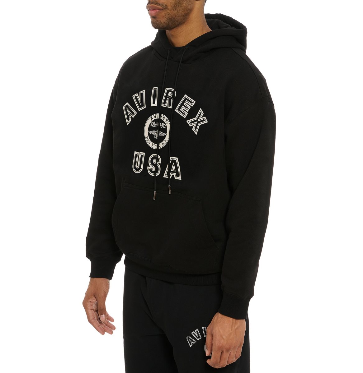 Avirex Stadium Hoodie Hoodie Heren Zwart | VGCNM-7840